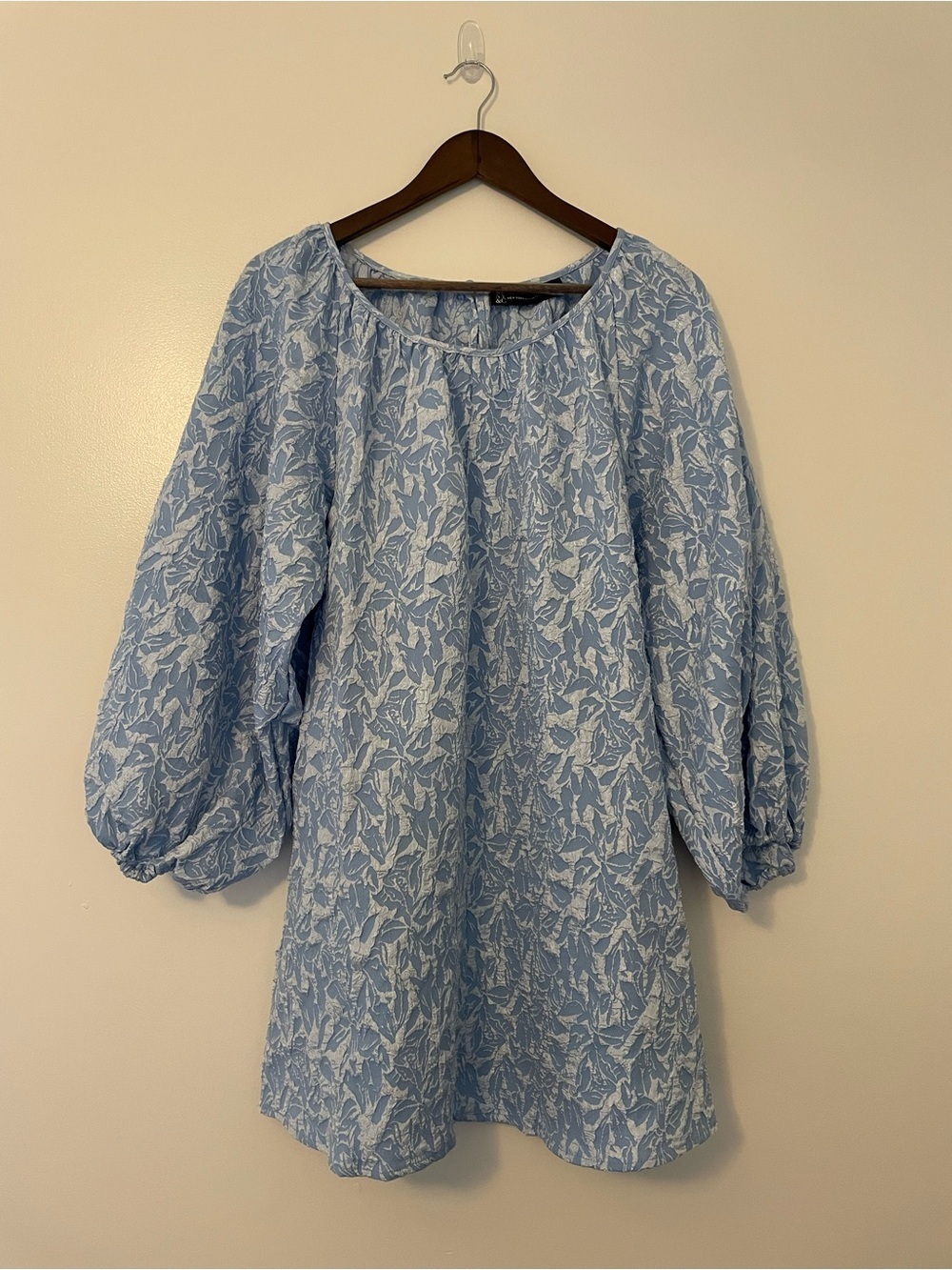 Blue Floral Balloon Sleeve Knee Length Gardengirl Cottagecore Dress